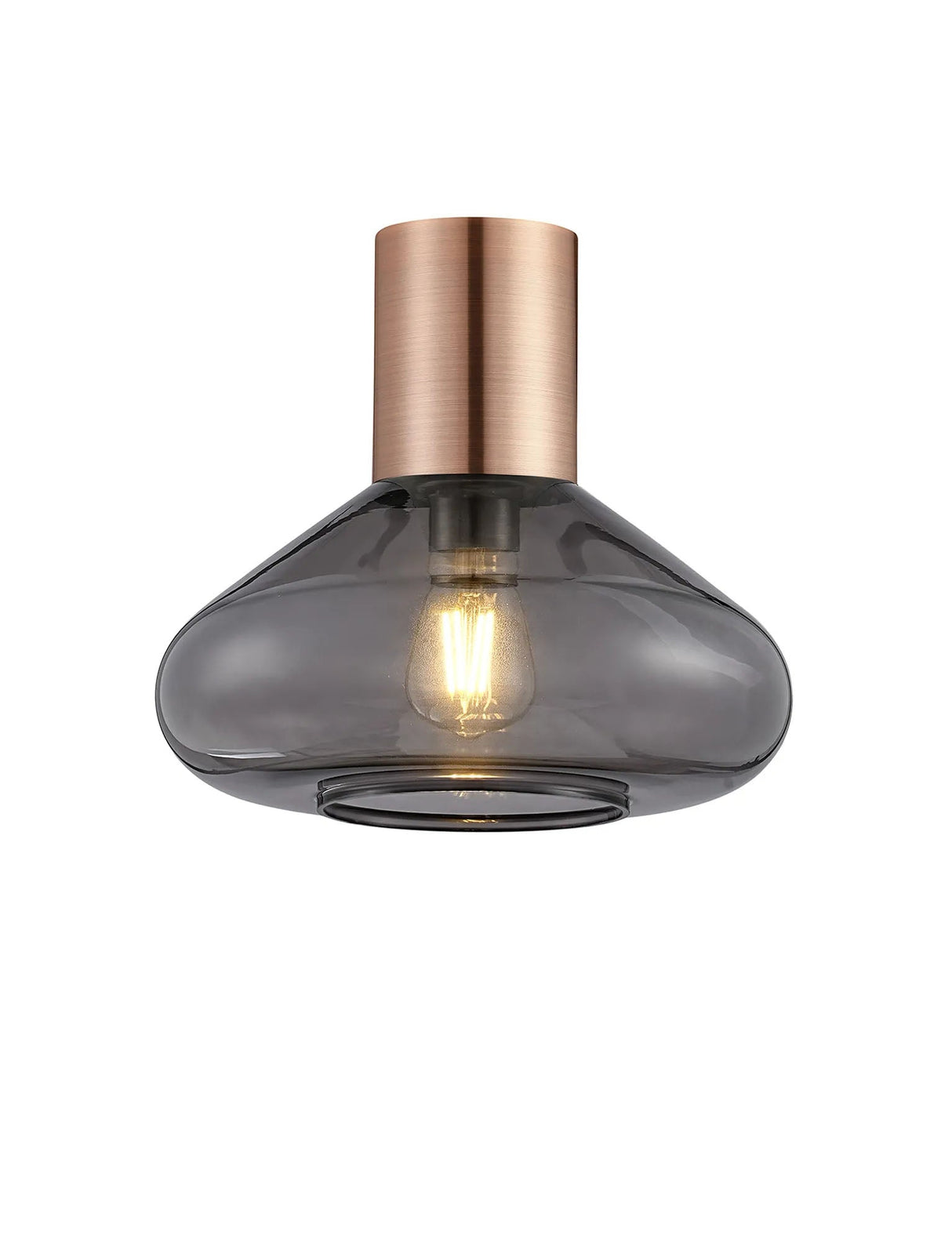 Rowell Ceiling Light With Wide Glass, 1 x E27, Antique Copper/Inky Black