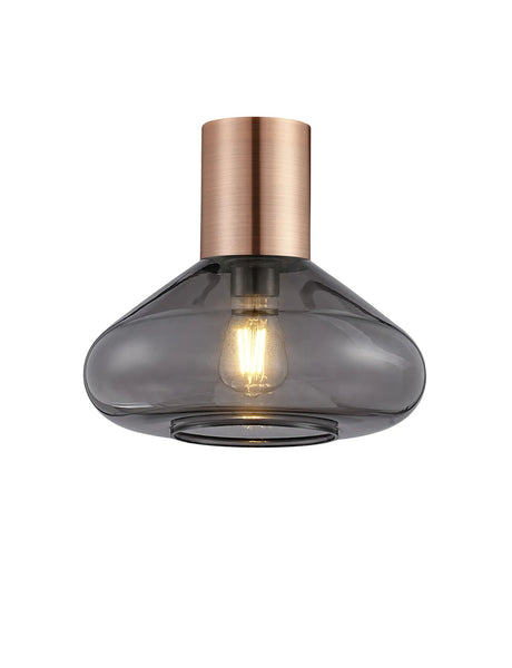 Rowell Ceiling Light With Wide Glass, 1 x E27, Antique Copper/Inky Black