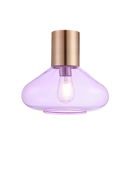 Rowell Ceiling Light With Wide Glass, 1 x E27, Antique Copper/Lilac