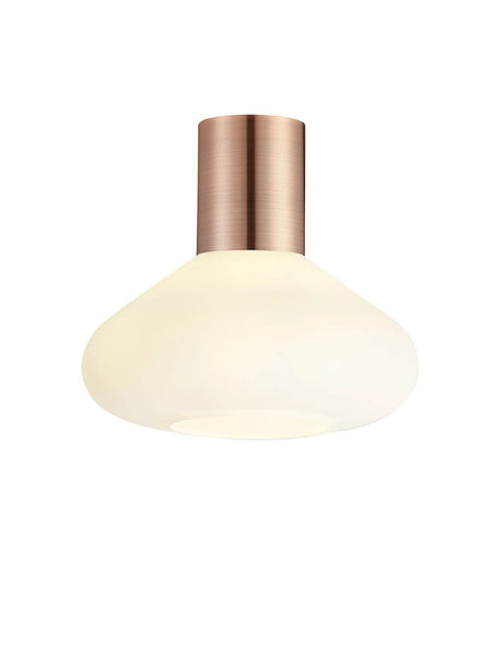 Rowell Ceiling Light With Wide Glass, 1 x E27, Antique Copper/Opal