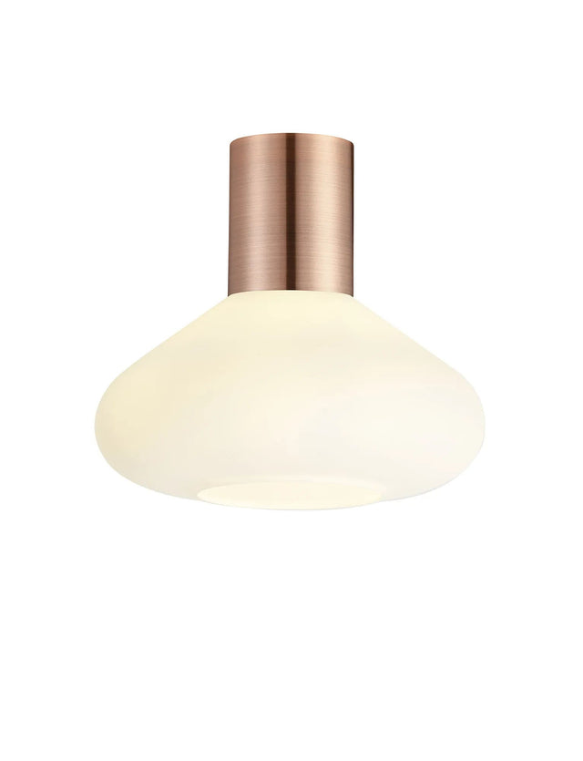 Rowell Ceiling Light With Wide Glass, 1 x E27, Antique Copper/Opal