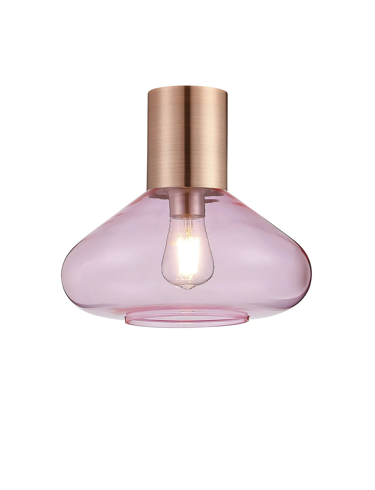 Rowell Ceiling Light With Wide Glass, 1 x E27, Antique Copper/Pink