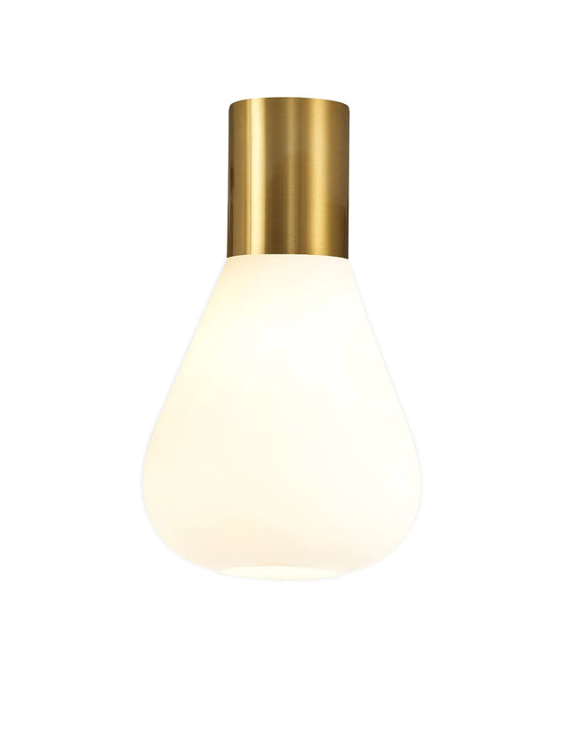 Rowell Ceiling Light With Narrow Glass, 1 x E27, Aged Brass/Opal