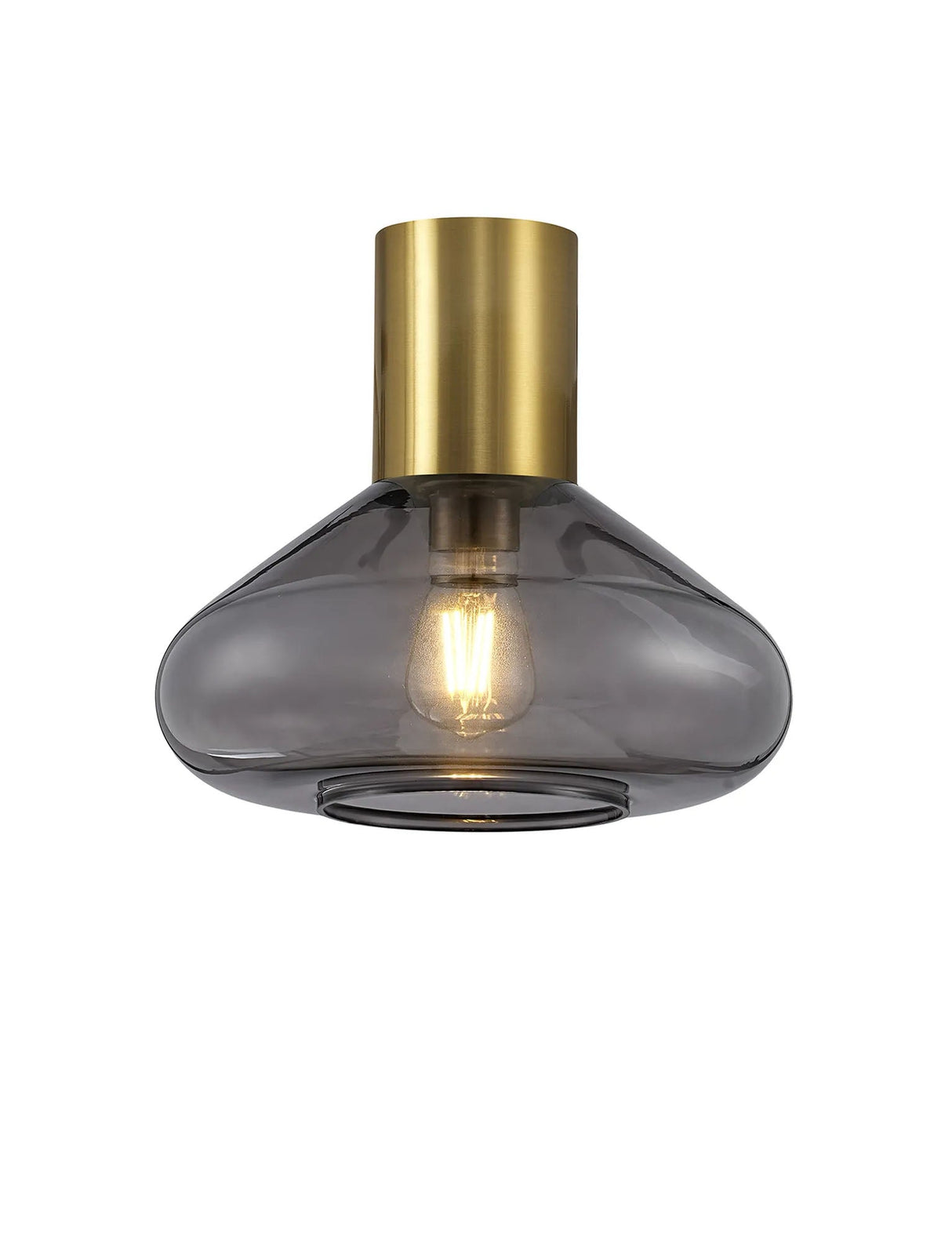 Rowell Ceiling Light With Wide Glass, 1 x E27, Aged Brass/Inky Black