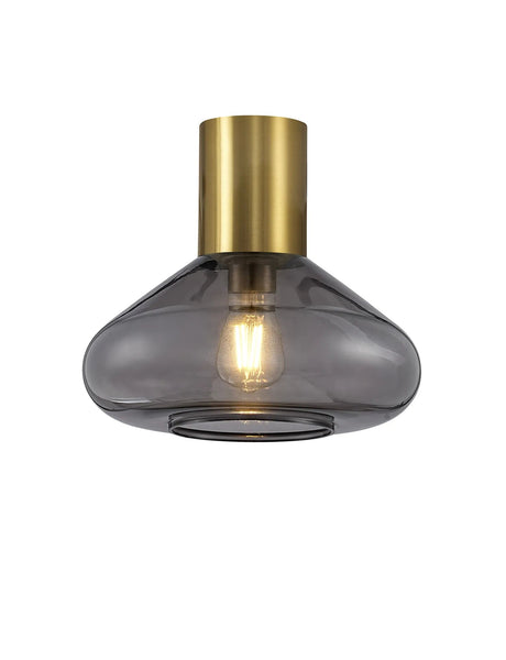 Rowell Ceiling Light With Wide Glass, 1 x E27, Aged Brass/Inky Black
