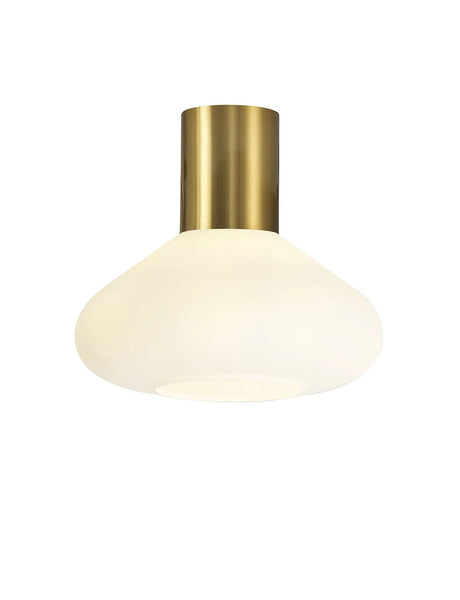 Rowell Ceiling Light With Wide Glass, 1 x E27, Aged Brass/Opal