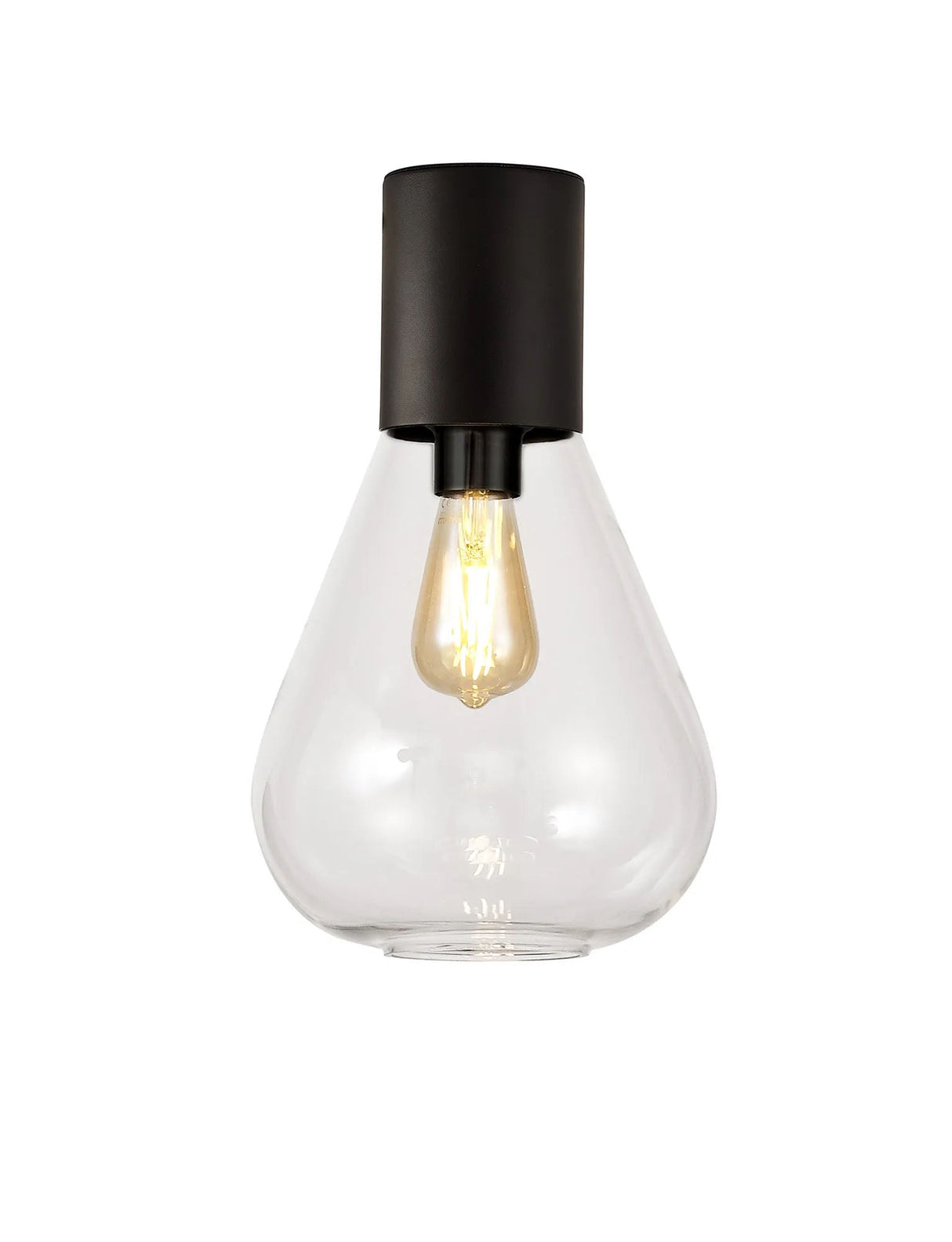 Rowell Ceiling Light With Narrow Glass, 1 x E27, Satin Black/Clear