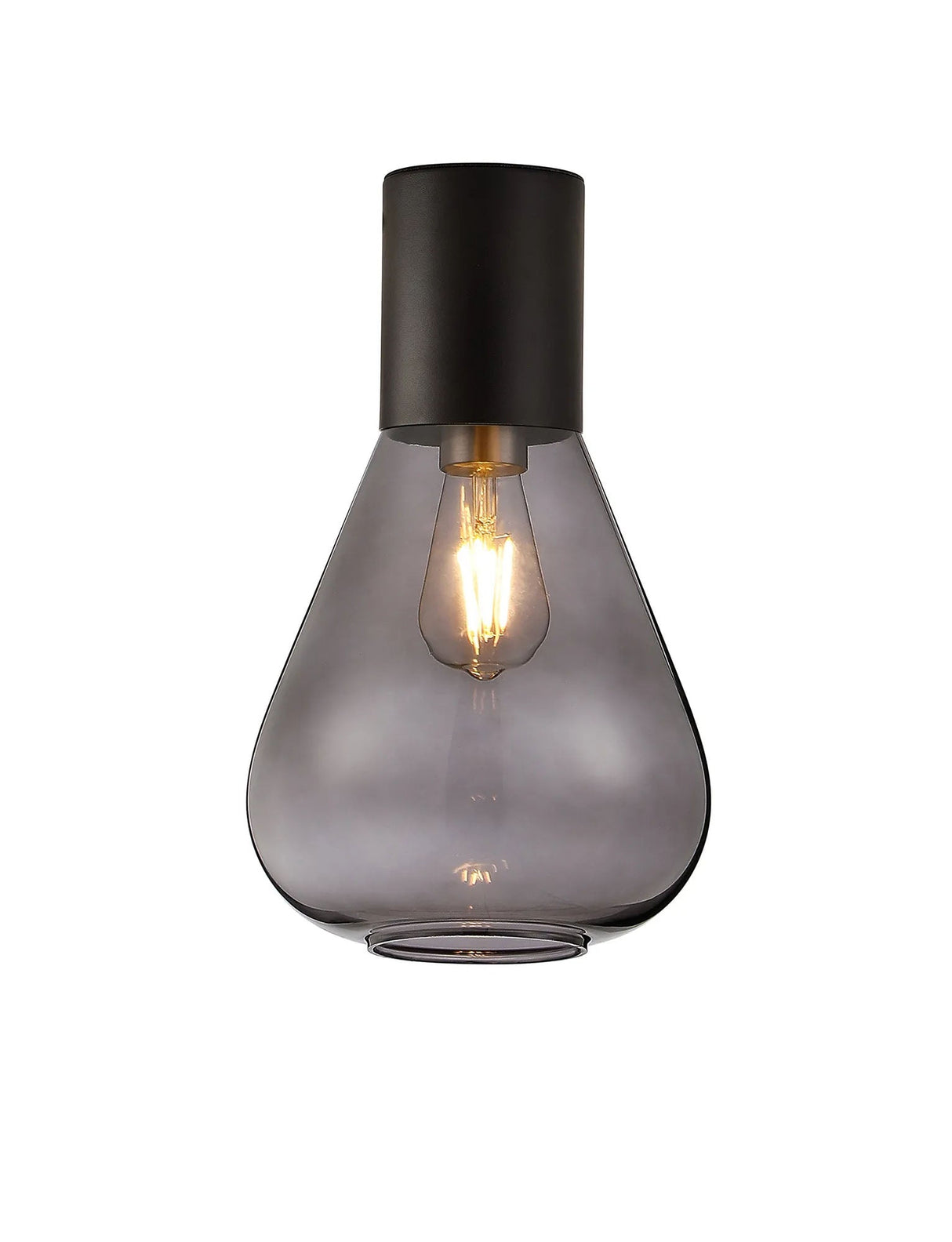 Rowell Ceiling Light With Narrow Glass, 1 x E27, Satin Black/Inky Black