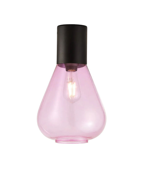 Rowell Ceiling Light With Narrow Glass, 1 x E27, Satin Black/Lilac