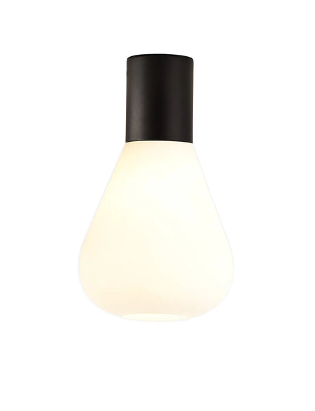 Rowell Ceiling Light With Narrow Glass, 1 x E27, Satin Black/Opal