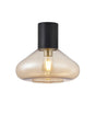 Rowell Ceiling Light With Wide Glass, 1 x E27, Satin Black/Amber