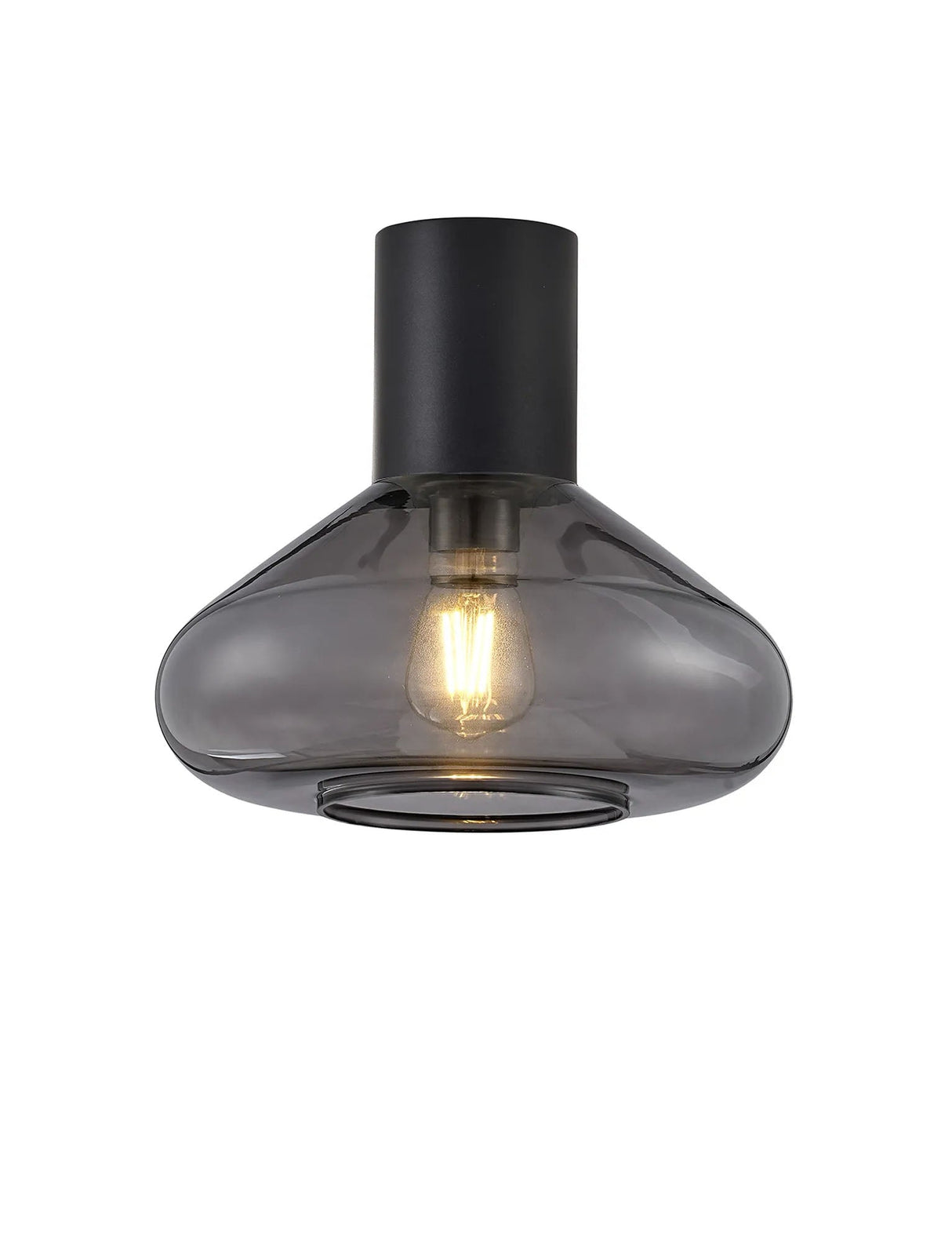 Rowell Ceiling Light With Wide Glass, 1 x E27, Satin Black/Inky Black