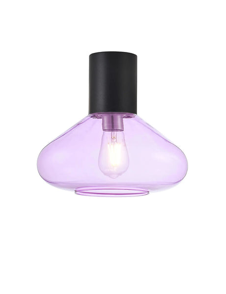 Rowell Ceiling Light With Wide Glass, 1 x E27, Satin Black/Lilac