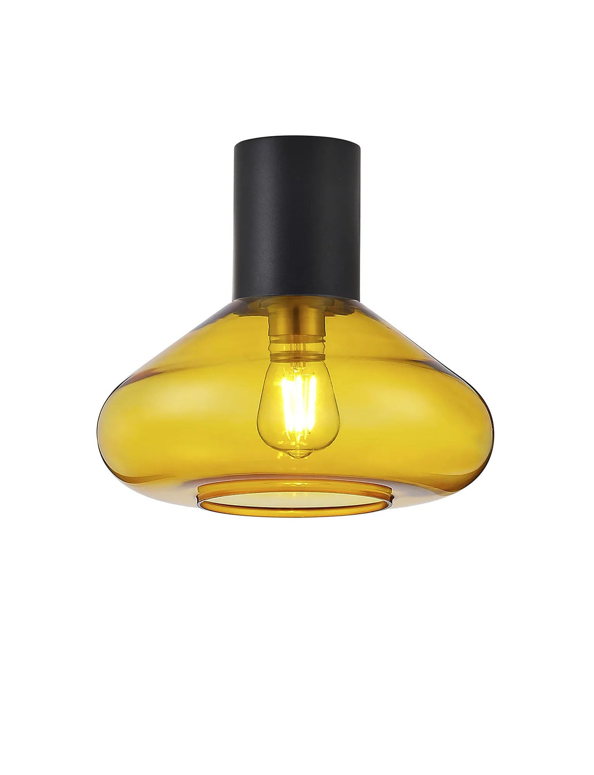 Rowell Ceiling Light With Wide Glass, 1 x E27, Satin Black/Yellow