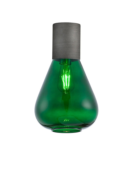 Rowell Ceiling Light With Narrow Glass, 1 x E27, Pewter/Bottle Green