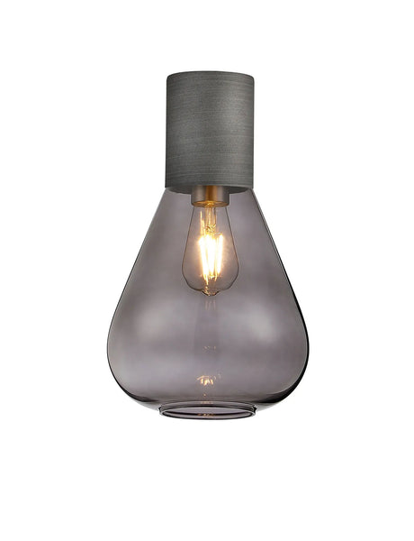 Rowell Ceiling Light With Narrow Glass, 1 x E27, Pewter/Inky Black