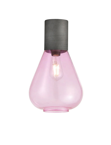 Rowell Ceiling Light With Narrow Glass, 1 x E27, Pewter/Lilac