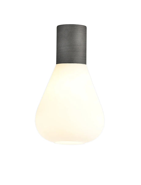 Rowell Ceiling Light With Narrow Glass, 1 x E27, Pewter/Opal