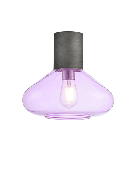 Rowell Ceiling Light With Wide Glass, 1 x E27, Pewter/Lilac