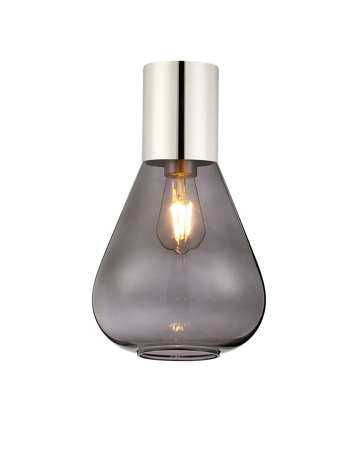 Rowell Ceiling Light With Narrow Glass, 1 x E27, Polished Nickel/Inky Black