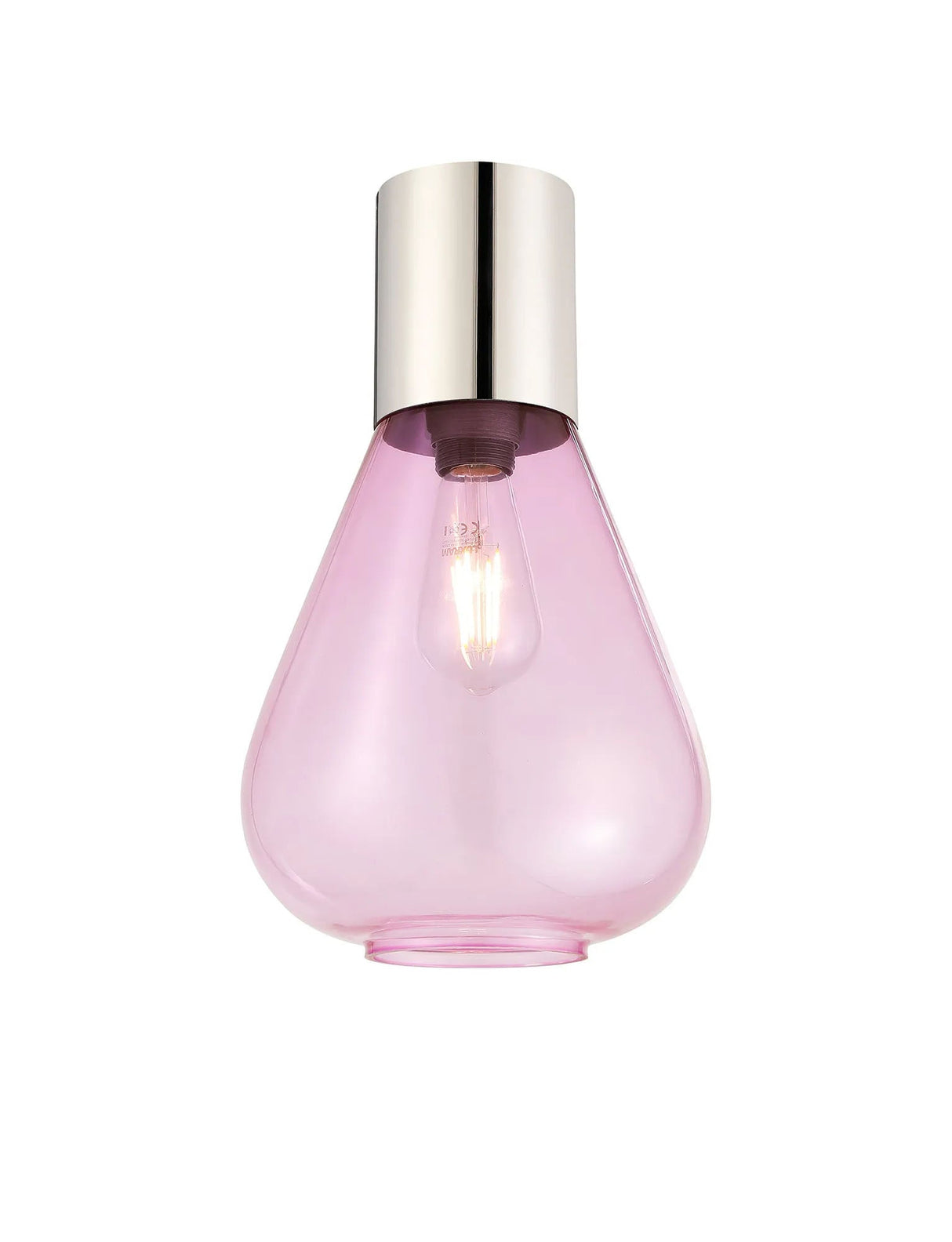 Rowell Ceiling Light With Narrow Glass, 1 x E27, Polished Nickel/Lilac
