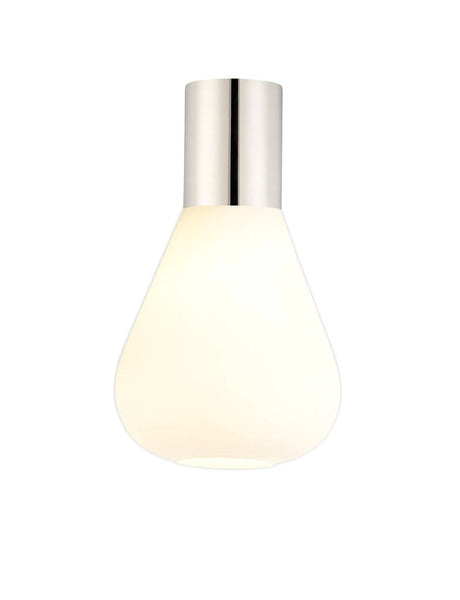 Rowell Ceiling Light With Narrow Glass, 1 x E27, Polished Nickel/Opal
