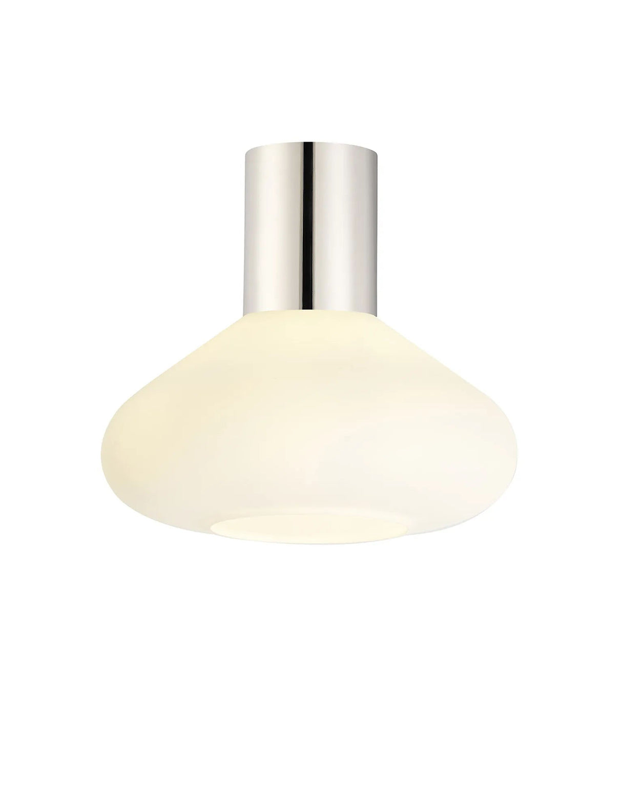Rowell Ceiling Light With Wide Glass, 1 x E27, Polished Nickel/Opal