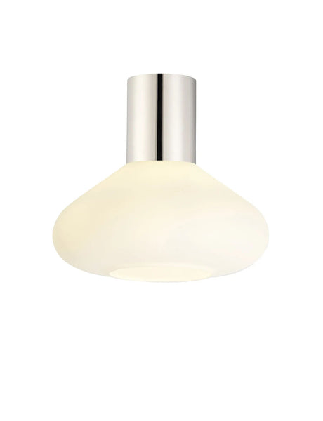 Rowell Ceiling Light With Wide Glass, 1 x E27, Polished Nickel/Opal
