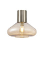 Rowell Ceiling Light With Wide Glass, 1 x E27, Satin Nickel/Amber