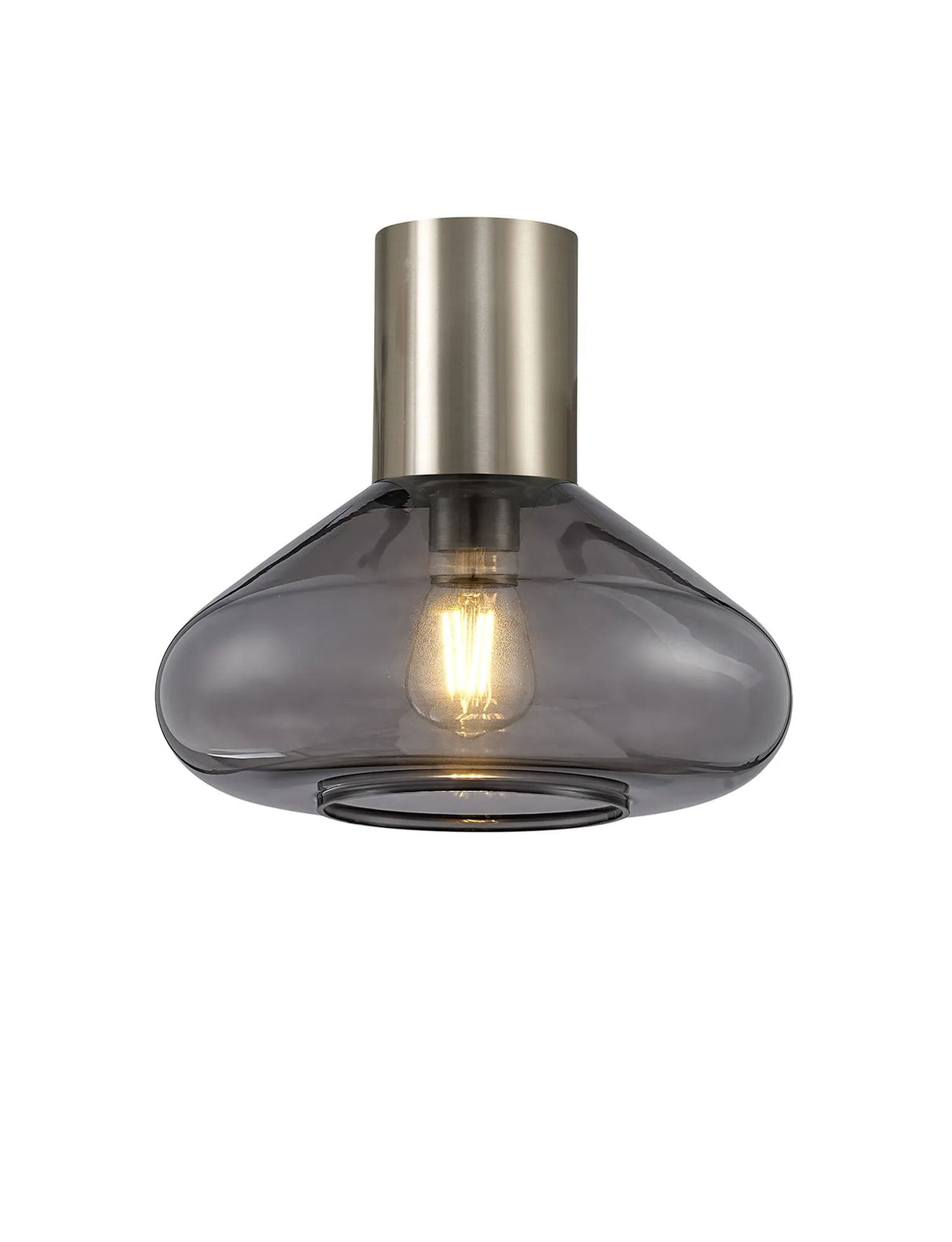 Rowell Ceiling Light With Wide Glass, 1 x E27, Satin Nickel/Inky Black