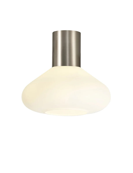 Rowell Ceiling Light With Wide Glass, 1 x E27, Satin Nickel/Opal
