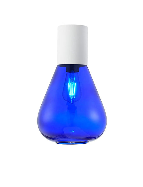 Rowell Ceiling Light With Narrow Glass, 1 x E27, Satin White/Blue Ink