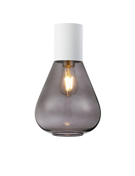 Rowell Ceiling Light With Narrow Glass, 1 x E27, Satin White/Inky Black