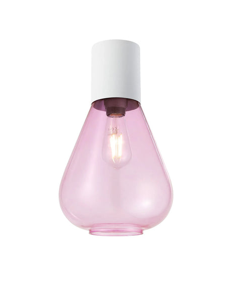 Rowell Ceiling Light With Narrow Glass, 1 x E27, Satin White/Lilac
