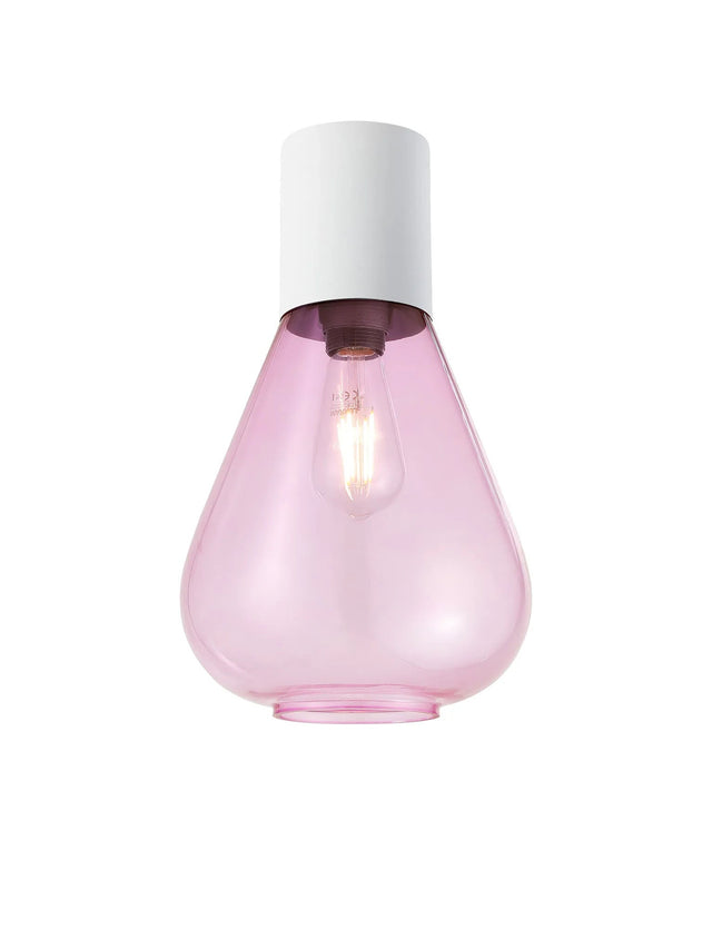 Rowell Ceiling Light With Narrow Glass, 1 x E27, Satin White/Lilac