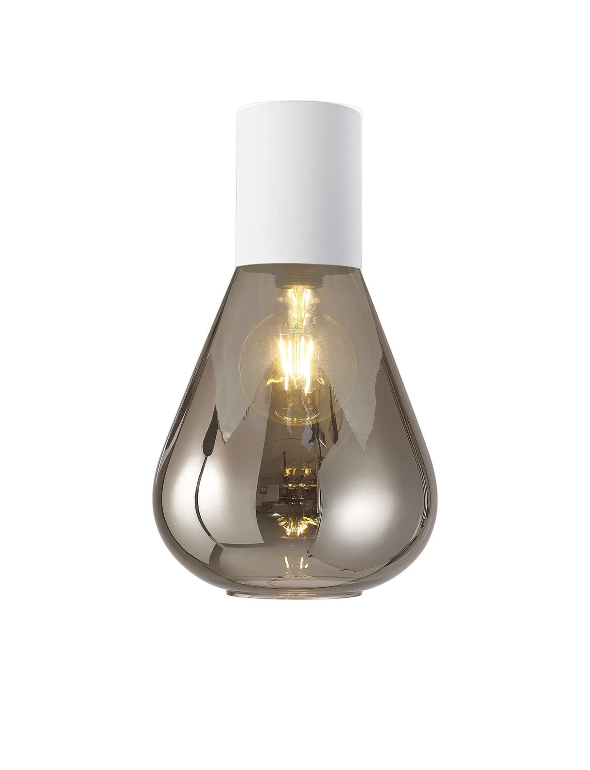 Rowell Ceiling Light With Narrow Glass, 1 x E27, Satin White/Smoke