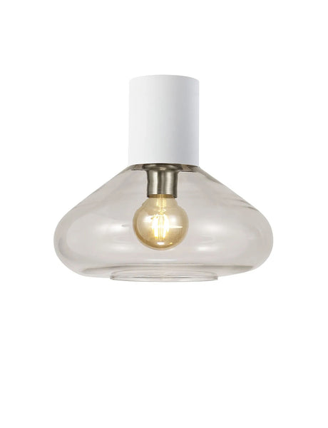 Rowell Ceiling Light With Wide Glass, 1 x E27, Satin White/Clear