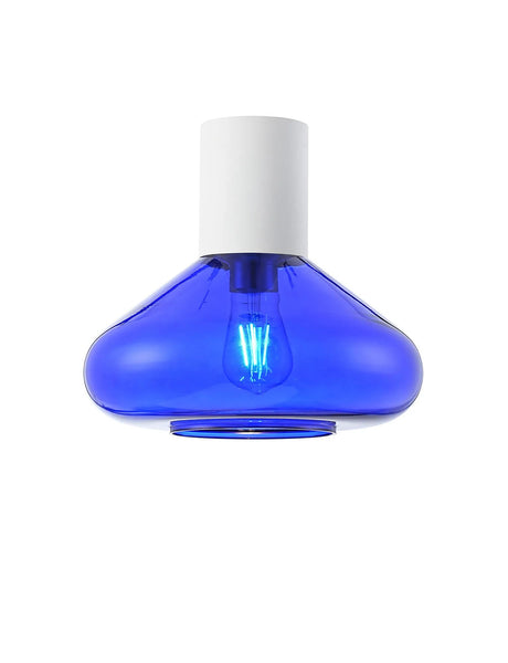 Rowell Ceiling Light With Wide Glass, 1 x E27, Satin White/Blue Ink