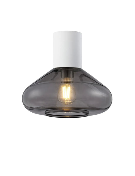 Rowell Ceiling Light With Wide Glass, 1 x E27, Satin White/Inky Black