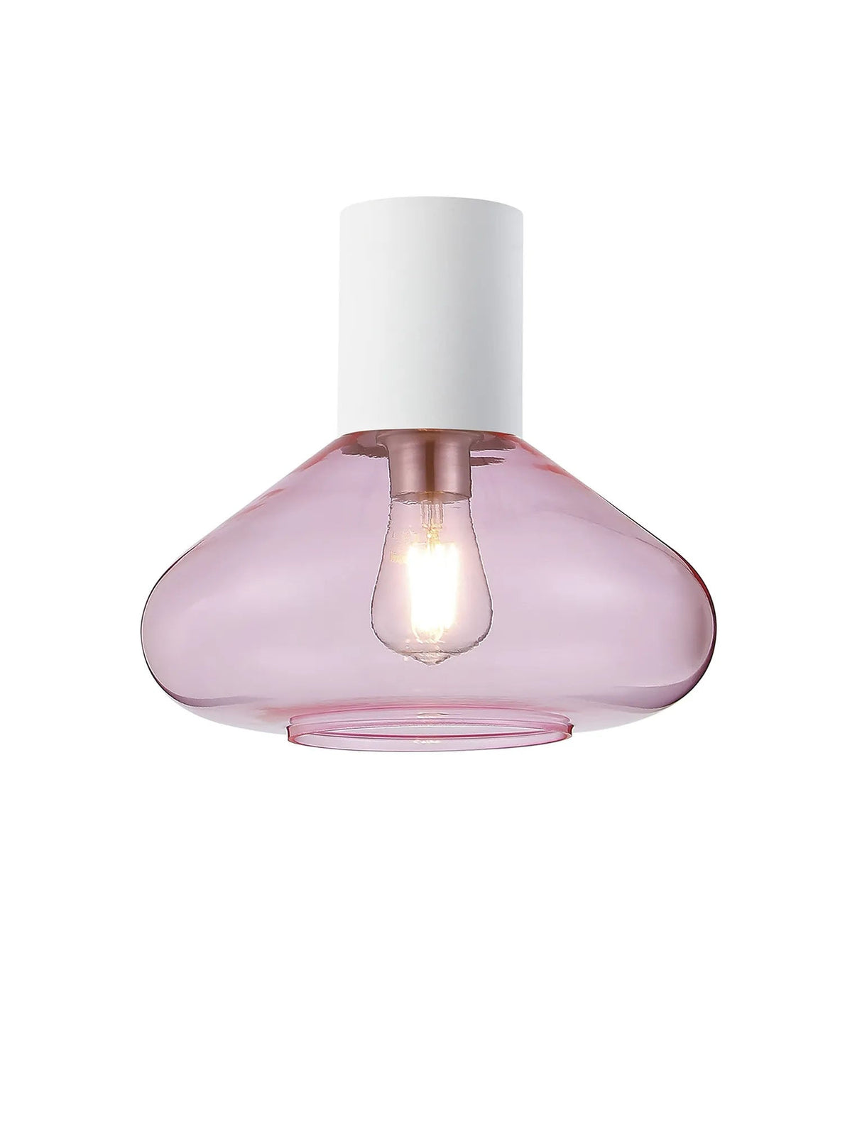 Rowell Ceiling Light With Wide Glass, 1 x E27, Satin White/Pink