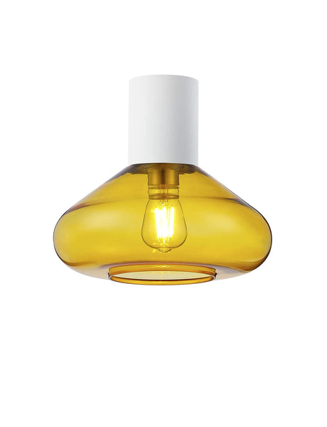 Rowell Ceiling Light With Wide Glass, 1 x E27, Satin White/Yellow