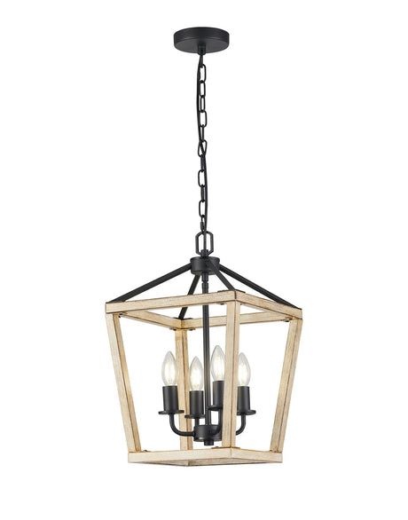 Ruberts Pendant, 4 Light E14, Wood Effect/Black