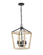 Ruberts Pendant, 4 Light E14, Wood Effect/Black