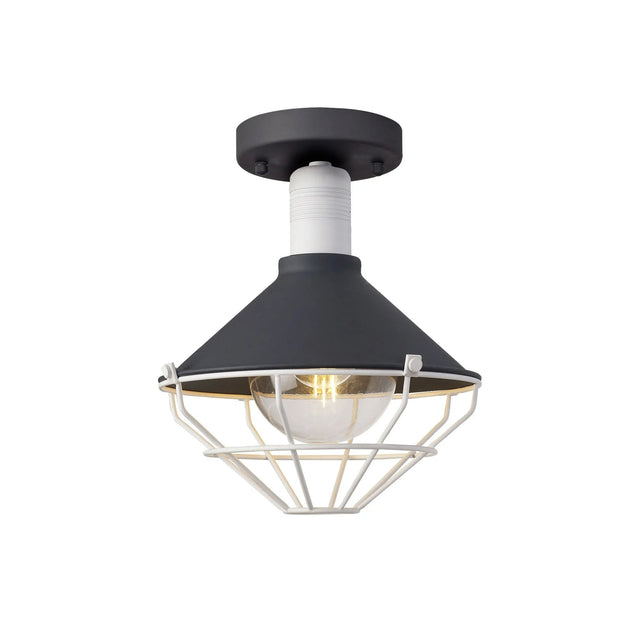 Rush Semi Flush Ceiling, 1 x E27, IP65, Anthracite/Matt White