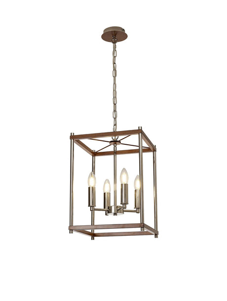 Saddington Pendant, 4 x E14, Walnut/Polished Nickel