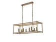 Saddington Linear Pendant, 8 x E14, Medium Oak/Antique Brass
