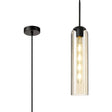 Samed Single Pendant, 1 Light Adjustable E27, Satin Black / Cognac