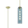 Samed Single Pendant, 1 Light Adjustable E27, Satin Gold / Blue