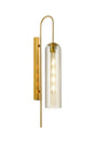 Samed 70cm Curved Wall Light, 1 Light E27, Brass Gold / Cognac