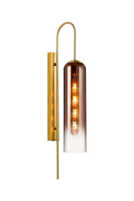 Samed 70cm Curved Wall Light, 1 Light E27, Brass Gold / Copper Fade